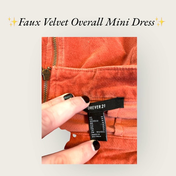 ✨Forever 21 Faux Velvet Overall Mini Dress. Size Medium✨ - Picture 9 of 9